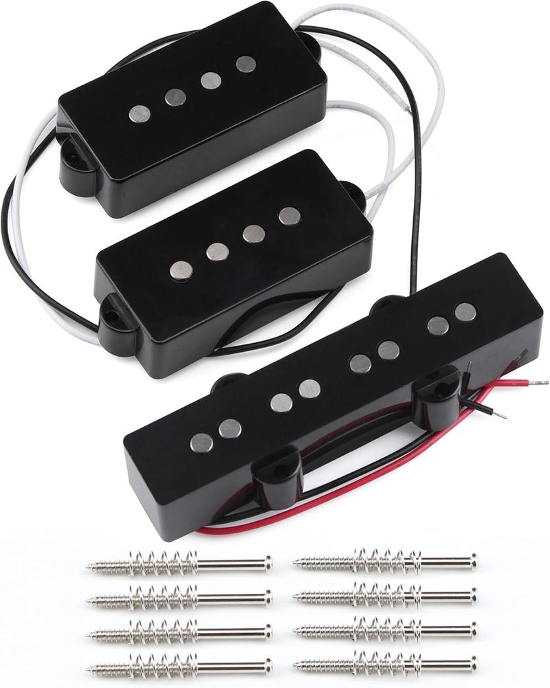 FLEOR Alnico 5 PJ Bass Pickups Neck Bridge Pickups Set for 4-String PB JB Bass Electric Bass - Image 1